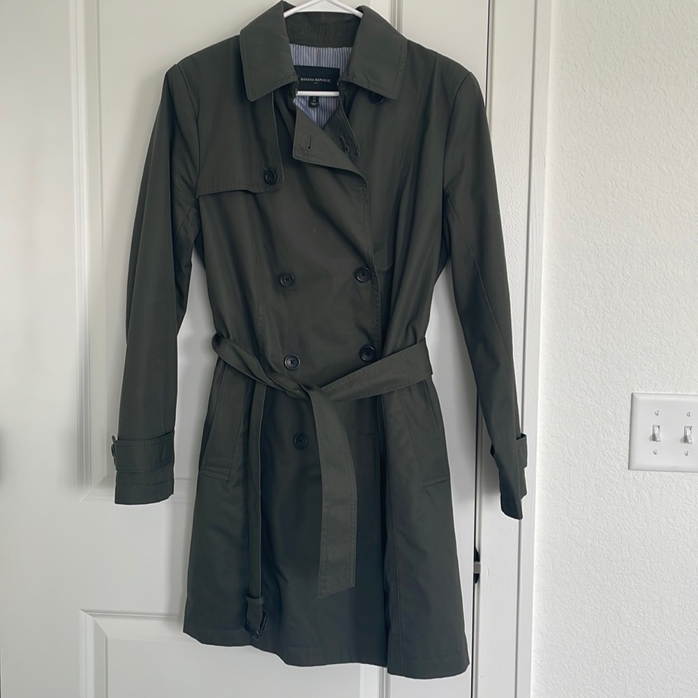 Olive green women’s trench coat